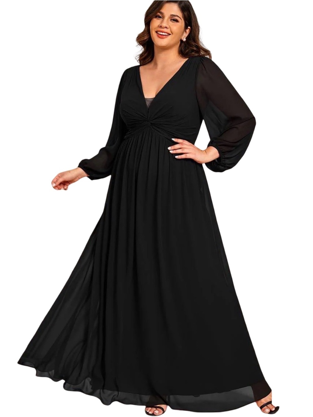 Ever Pretty Graceful Chiffon A-Line Pleated Long Sleeves Formal Dress Sz 22 NWT